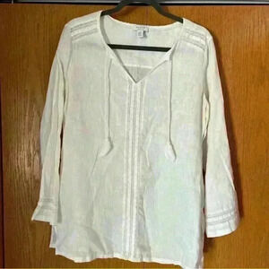 Kenar Cream 100% linen tunic top